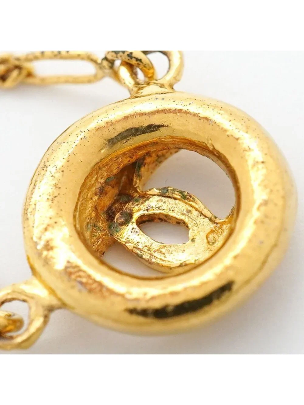 Chanel Necklace Vintage CC Logo Round Circle Gold Plated